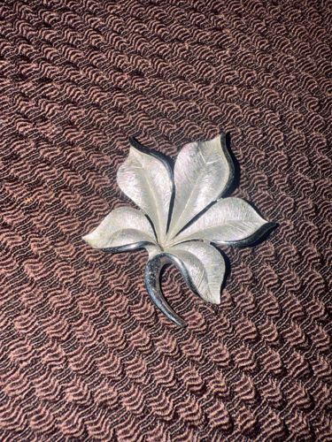 Vintage Silver-Tone Textured Floral Brooch