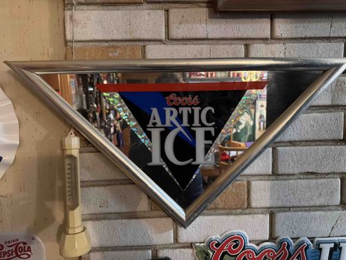 Vintage Coors Arctic Ice Triangular Bar Mirror