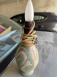 Studio Pottery Table Lamp with Sgraffito Decoration