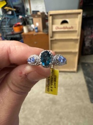 Three-Stone Blue and Violet-Blue Gemstone Ring