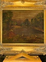 Landscape Oil Painting in Ornate Gilded Frame