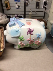 Decorated Ceramic Piggy Bank