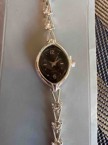 Women's Oval Face Rhinestone Bracelet Watch