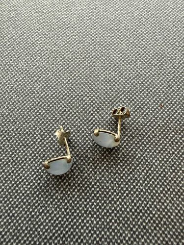 Gold-Toned Semi-Circle Gemstone Stud Earrings