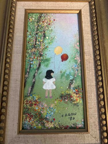 Girl with Balloons Enamel on Copper by Cardin