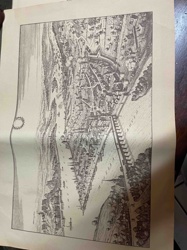 Antique Engraving of a European Cityscape with River and Fortifications