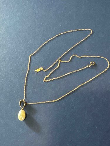 14k Gold 18-inch Rope Chain Necklace with Baroque Pearl Pendant