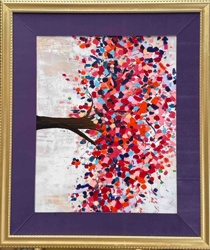 Abstract Impasto Tree Painting with Multi-Colored Foliage