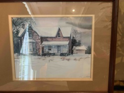 Winter House Landscape Print by T. Romance