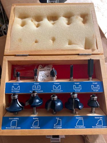 Router Bit Set in Wooden Case