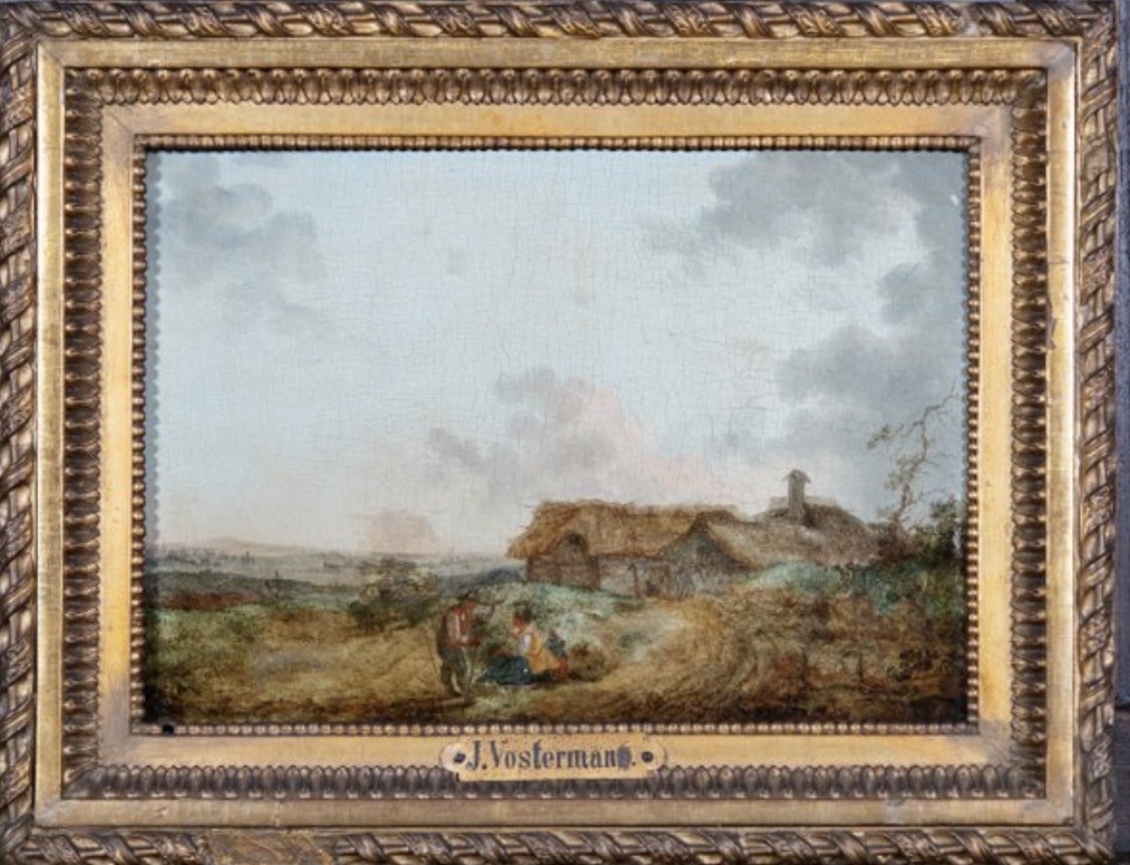 Submitted photo of Landscape painting bearing a plaque reading 'J. Vosterman'