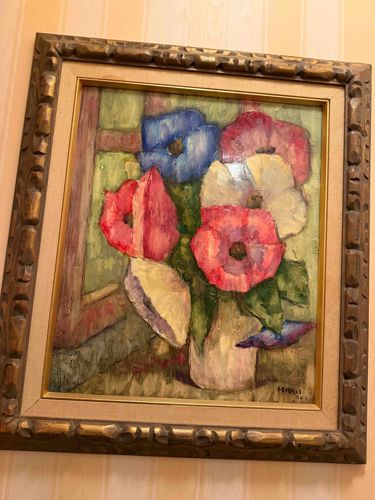 Expressionist Floral Still Life Painting by Morris