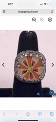 Art Glass or Enamel White Gold Cocktail Ring