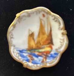 Vintage Limoges Hand-Painted Nautical Brooch