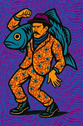 Man with Fish (Psychedelic)