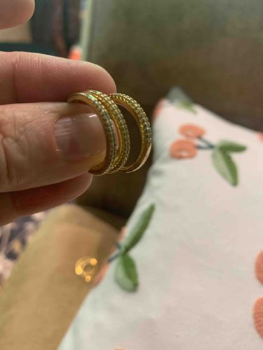 Stackable Gold-Tone Moissanite Band Rings (Set of 3)