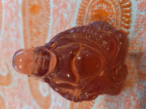 Amber Glass Laughing Buddha Figurine