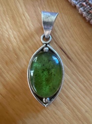 Vintage Silver and Green Gemstone Marquise Pendant