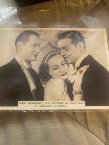 Adath Tobacco Card featuring Robert Montgomery, Joan Crawford, and Clark Gable in 'Forsaking All Others'