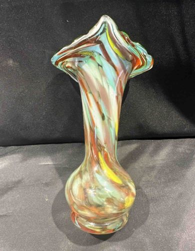 Multi-Colored Swirl Art Glass Vase
