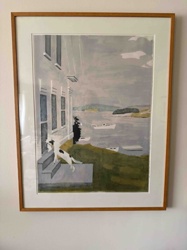 "Dog on Steps at the Shore" by Fairfield Porter