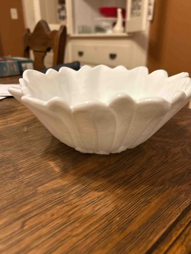 Milk Glass Scalloped Bowl (possibly a Fostoria or Fenton type)