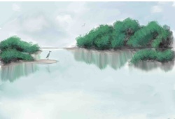 Seascape with Heron Digital Print