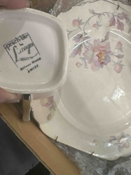 Peach Bloom by Limoges 'Silver Moon' Creamer and Plate Set No. 4W133