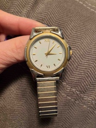 Two-Tone Analog Quartz Wristwatch with Expansion Band