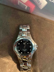 Stainless Steel Wristwatch with Black Dial