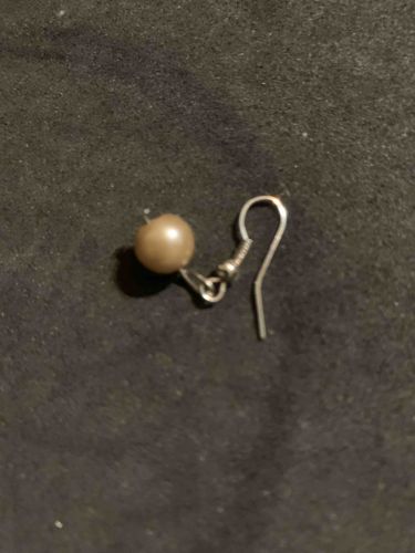Single Pinkish-Champagne Simulated Pearl Dangle Earring