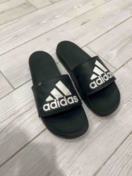 Adidas Adilette Comfort Slides (Black with White Logo)