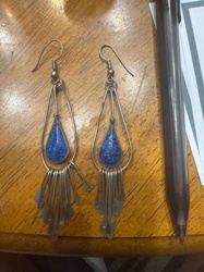 Sterling Silver Lapis Lazuli Drop Fringe Earrings