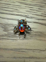 Vintage Iridescent Stone Insect Brooch