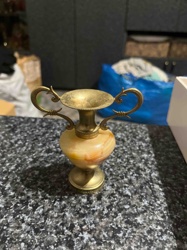 Miniature Onyx and Brass Urn/Vase