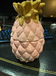 Pink Ceramic Pineapple Lidded Container