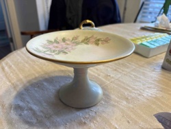 Pedestal Vanity Dish or Trinket Dish with Floral Decoration