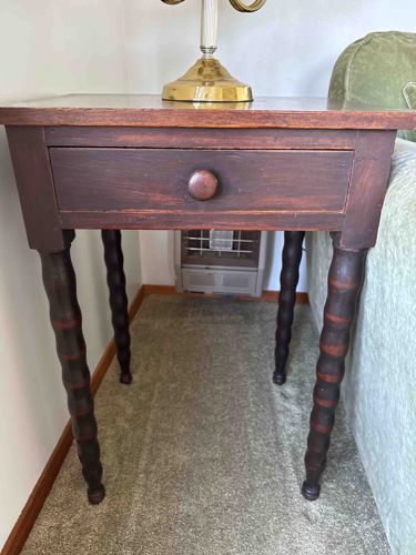 Antique/Vintage One-Drawer Side Table with Bobbin-Turned Legs