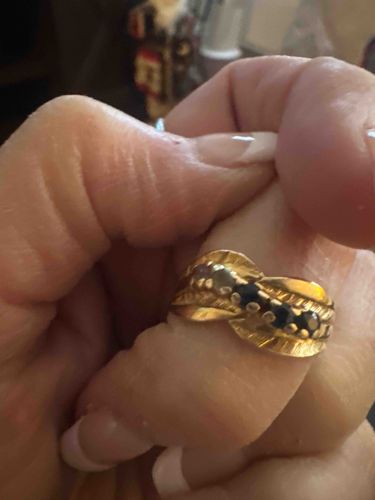 Gold and Sapphire Multi-Row Ring