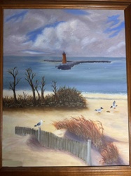 Lighthouse Beach Scene (15"x18" Acrylic)