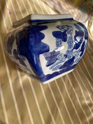 Blue and White Porcelain Planter/Vase