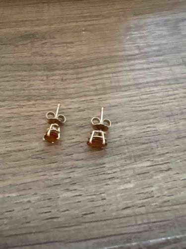Gold-Toned Stud Earrings with Amber-Colored Stones
