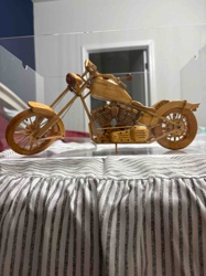 Hand-Carved Wooden Chopper Motorcycle Model
