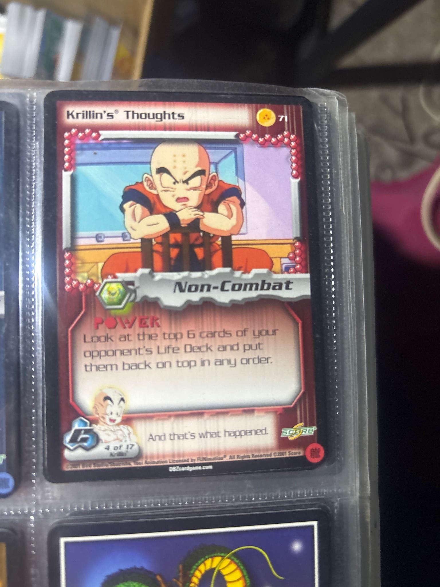 Submitted photo of Krillin's Thoughts Non-Combat Dragon Ball Z Trading Card