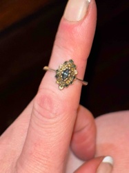 Vintage 18kt White Gold Cluster Ring with Marquise-cut Center Stone