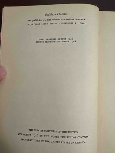 Book: The Adventures of Tom Sawyer (Rainbow Classics, 1946 Printing)