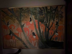 Painting of Flamingos in a Forest