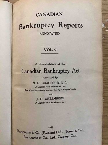 Canadian Bankruptcy Reports, Annotated, Vol. 9