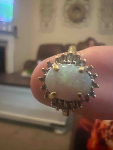 Vintage Opal and Diamond Ballerina Halo Ring