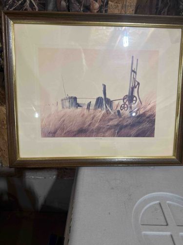 Framed Print of Rural Landscape with Water Pump